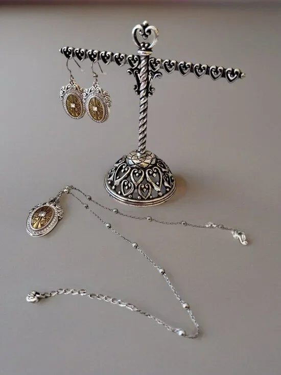 Brighton "TRUTHFUL CROSS" Necklace And Matching Earrings. NWOT Gold Tone - Picture 8 of 9